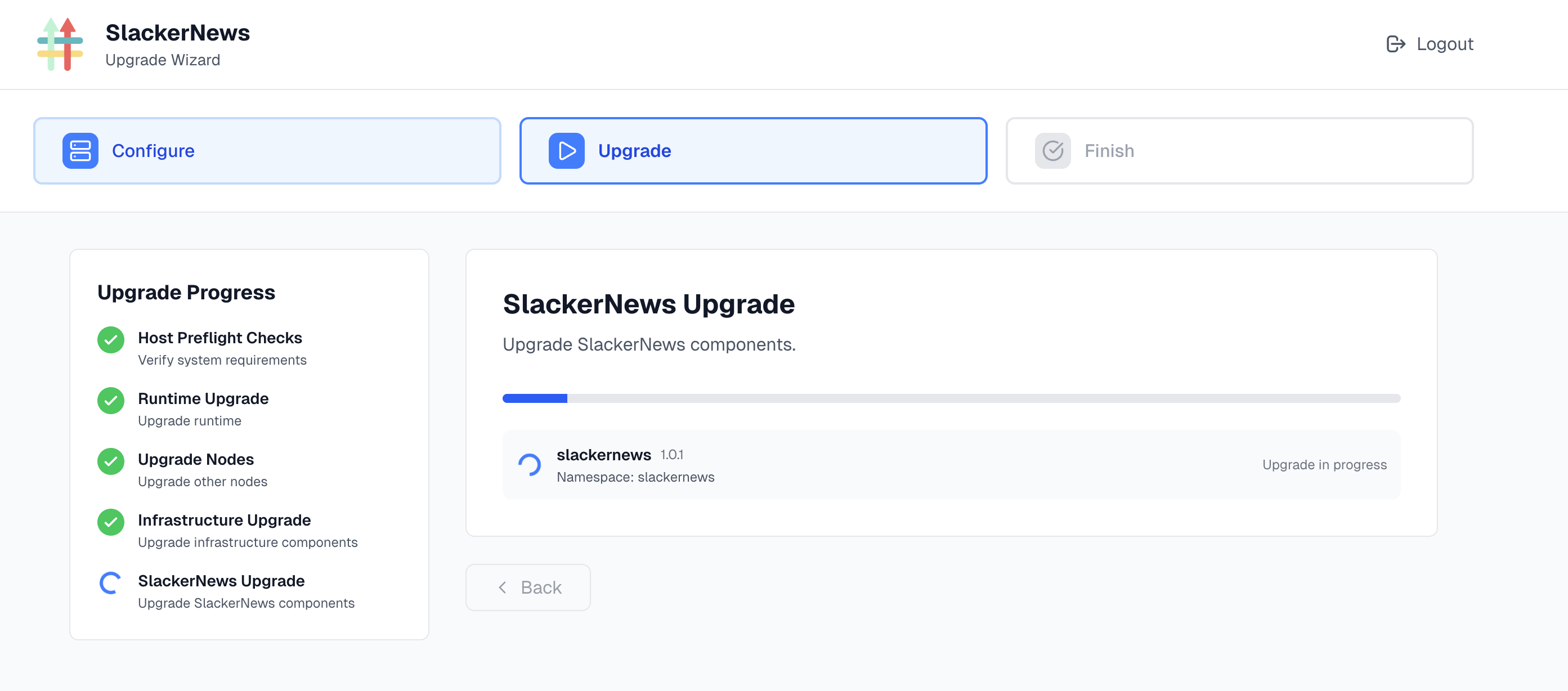 upgrade wizard app upgrade screen